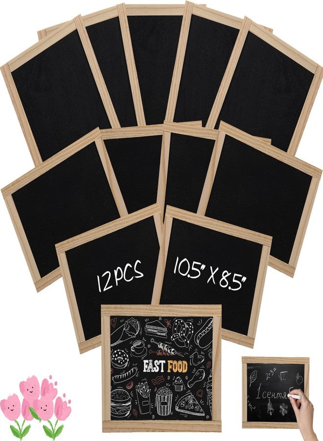 Harloon 12 Pcs 10.5" x 8.5" Framed Chalkboard Bulk Double Sided Wood Tabletop Small Chalkboard Signs Mini Blackboard Classroom School Supplies for Party Home Office Craft Birthday Wall Menu Food - Image 1